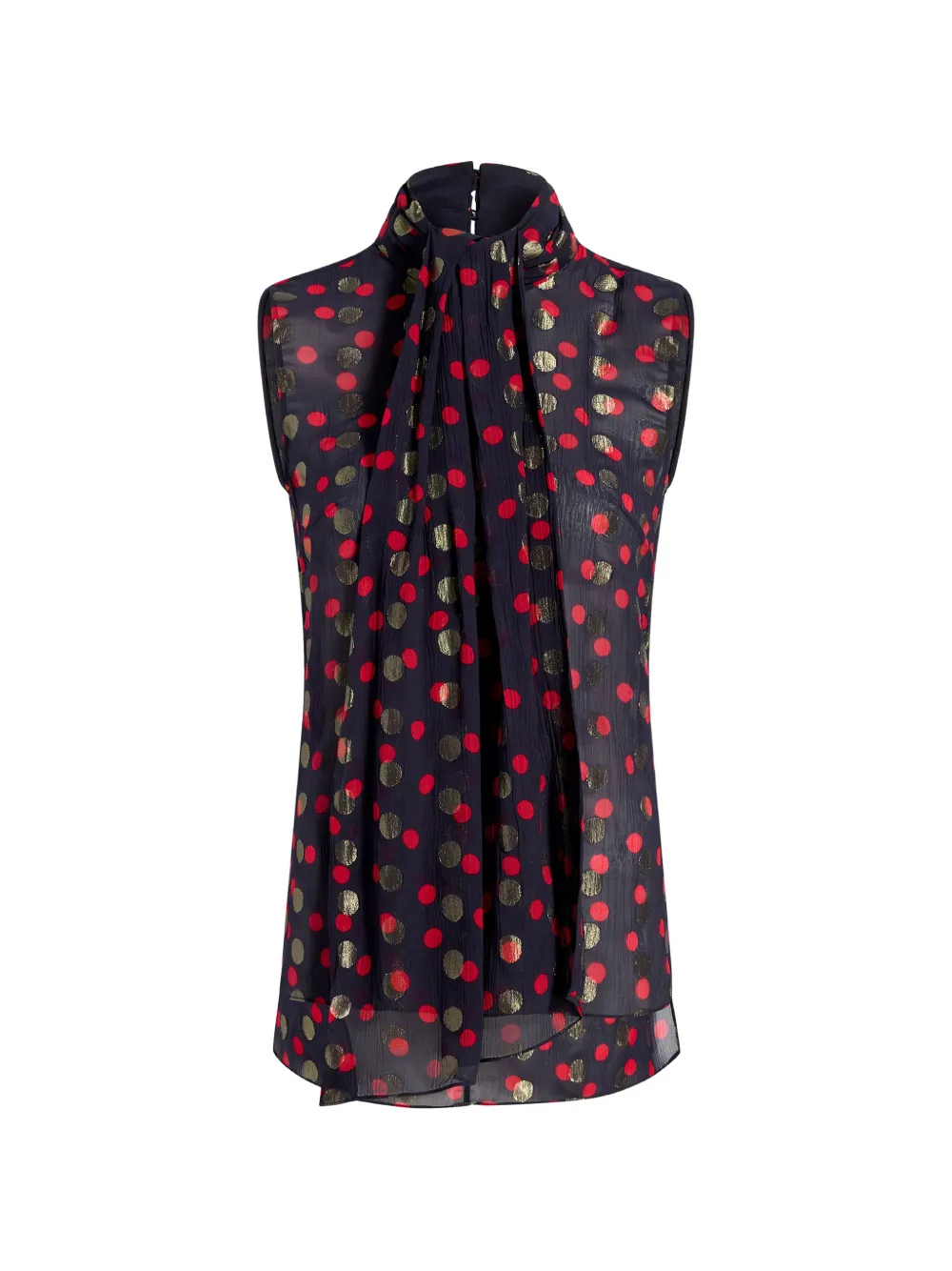 Adam Lippes Swayze polka-dot scarf-neck top - Blu