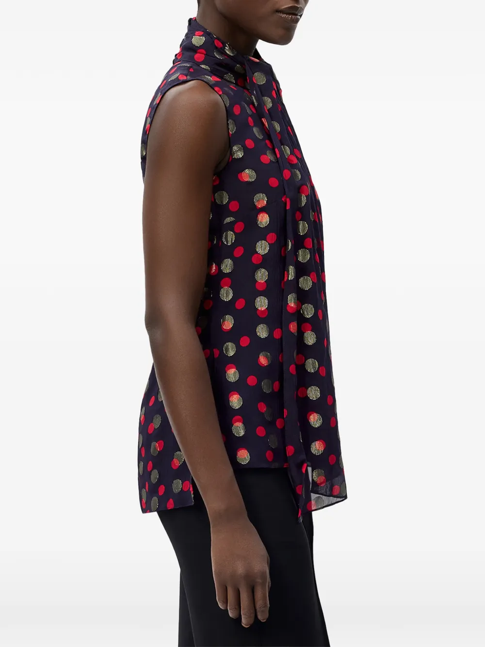 Adam Lippes Swayze polka-dot scarf-neck top Blauw