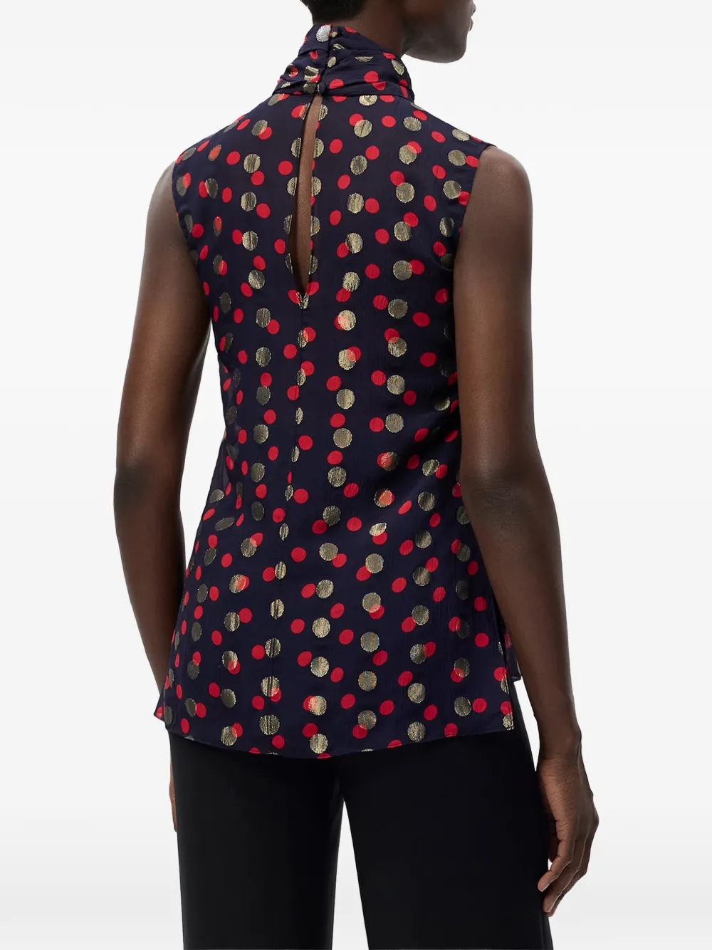 Adam Lippes Swayze polka-dot scarf-neck top Blauw