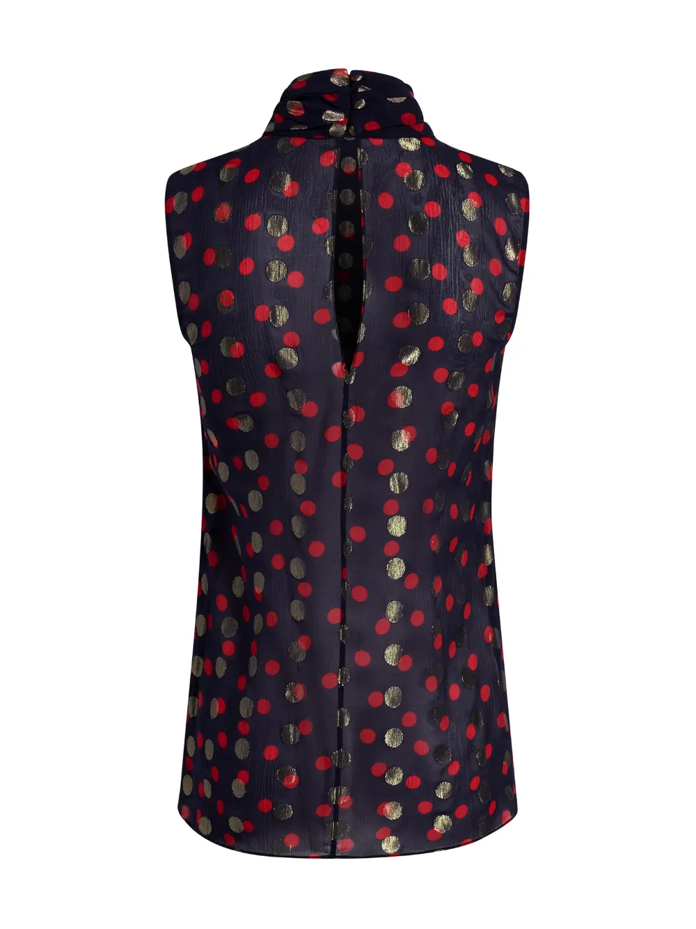 Adam Lippes Swayze polka-dot scarf-neck top Blauw
