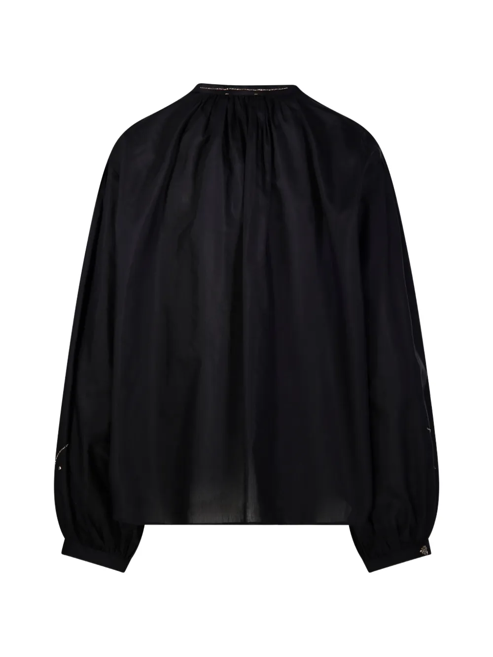 Forte Fleurs D'Orient gesmockte blouse met geborduurde bloemen Zwart