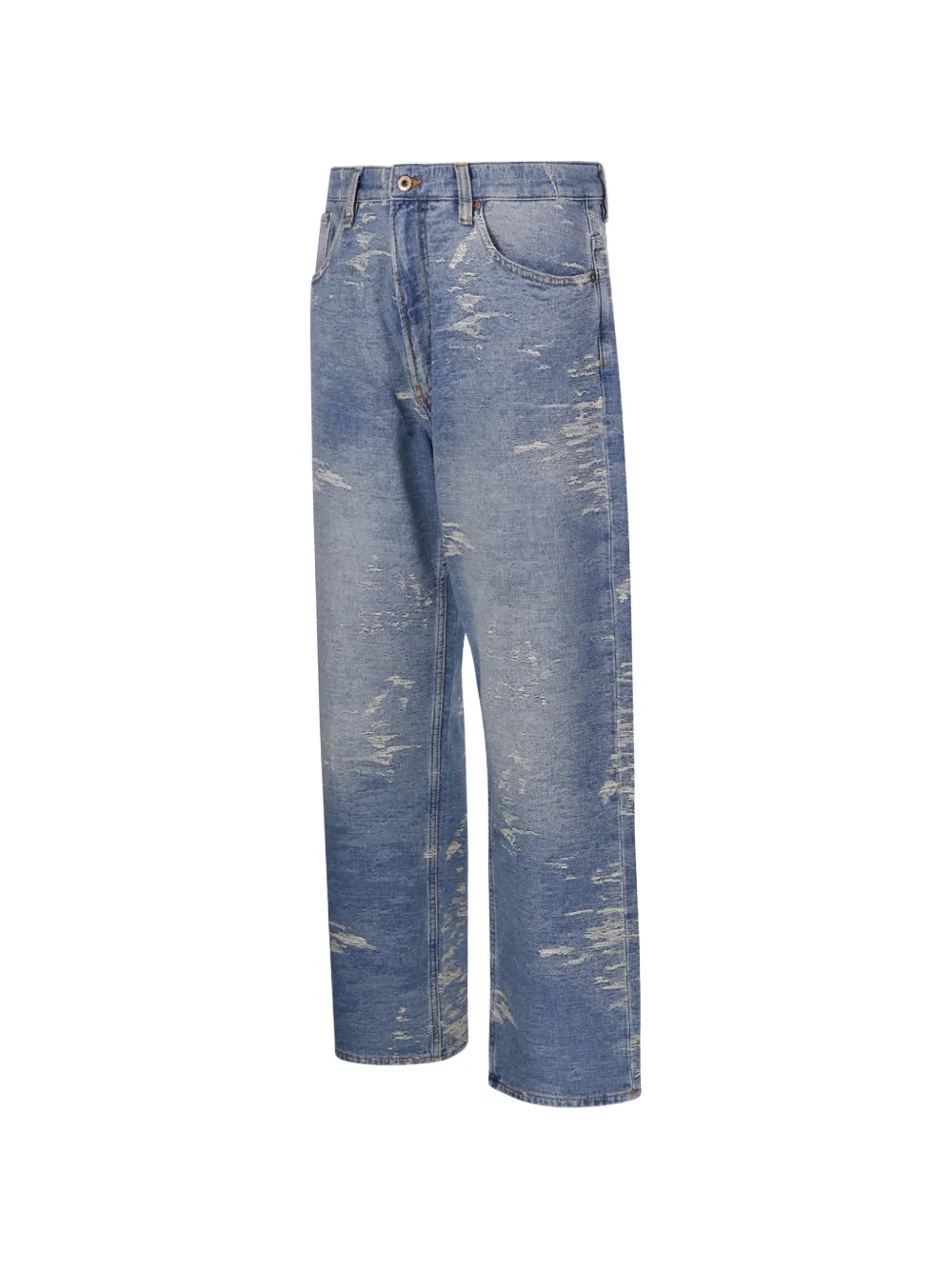 Emporio Armani Denim broek met 5 zakken en gerafeld stonewashed-effect Blauw