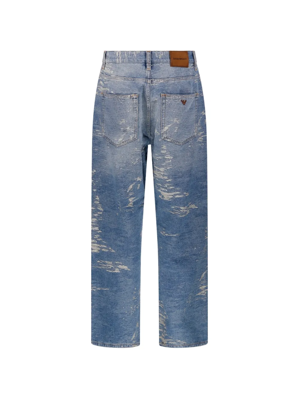 Emporio Armani Denim broek met 5 zakken en gerafeld stonewashed-effect Blauw