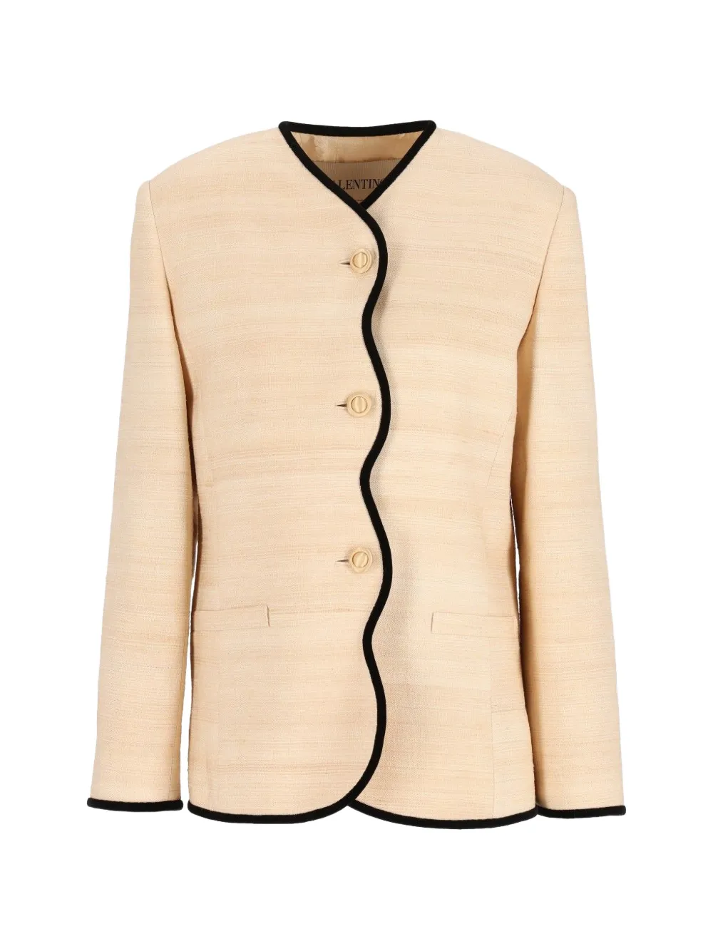 Valentino Garavani scalloped-edge silk-linen jacket - Nude