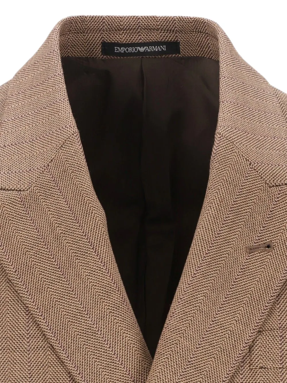 Emporio Armani Gevoerde blazer met visgraat-scheerwol Bruin