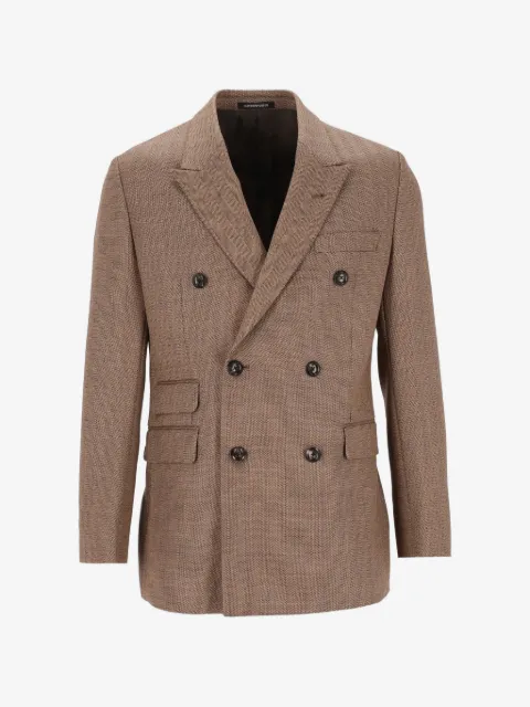 Emporio Armani lined blazer in herringbone virgin wool