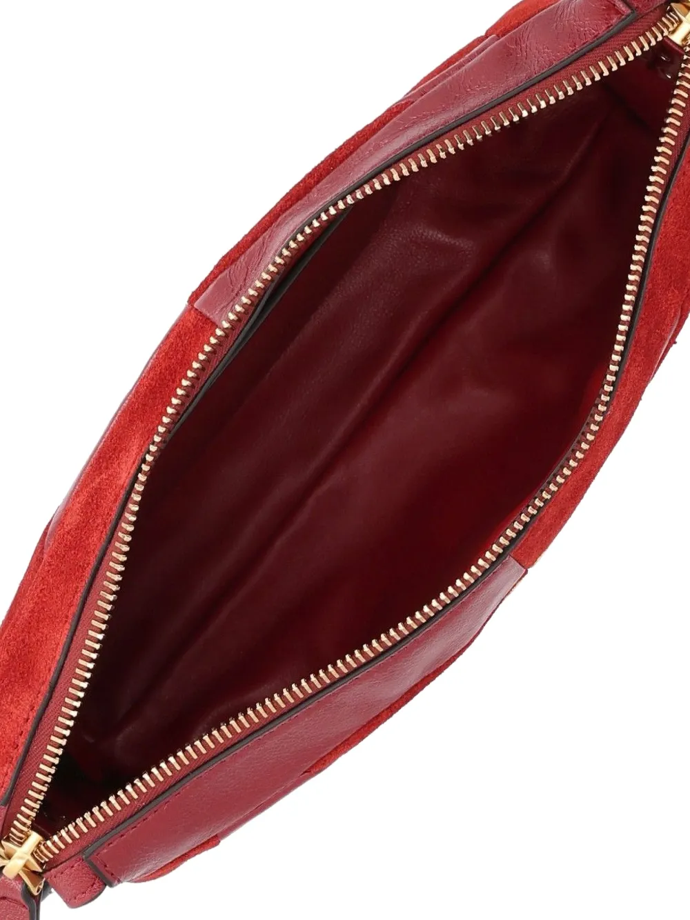 Valentino Garavani Kleine Panthea schoudertas van suède en nappa met chevronpatroon Rood