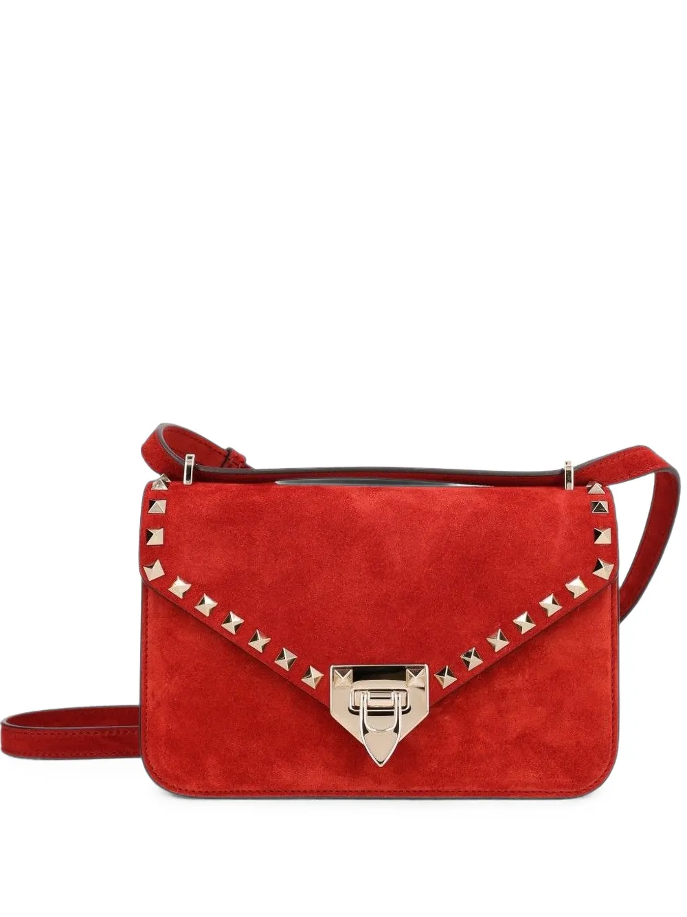 Valentino Garavani Rockstud small shoulder bag in suede - Rosso