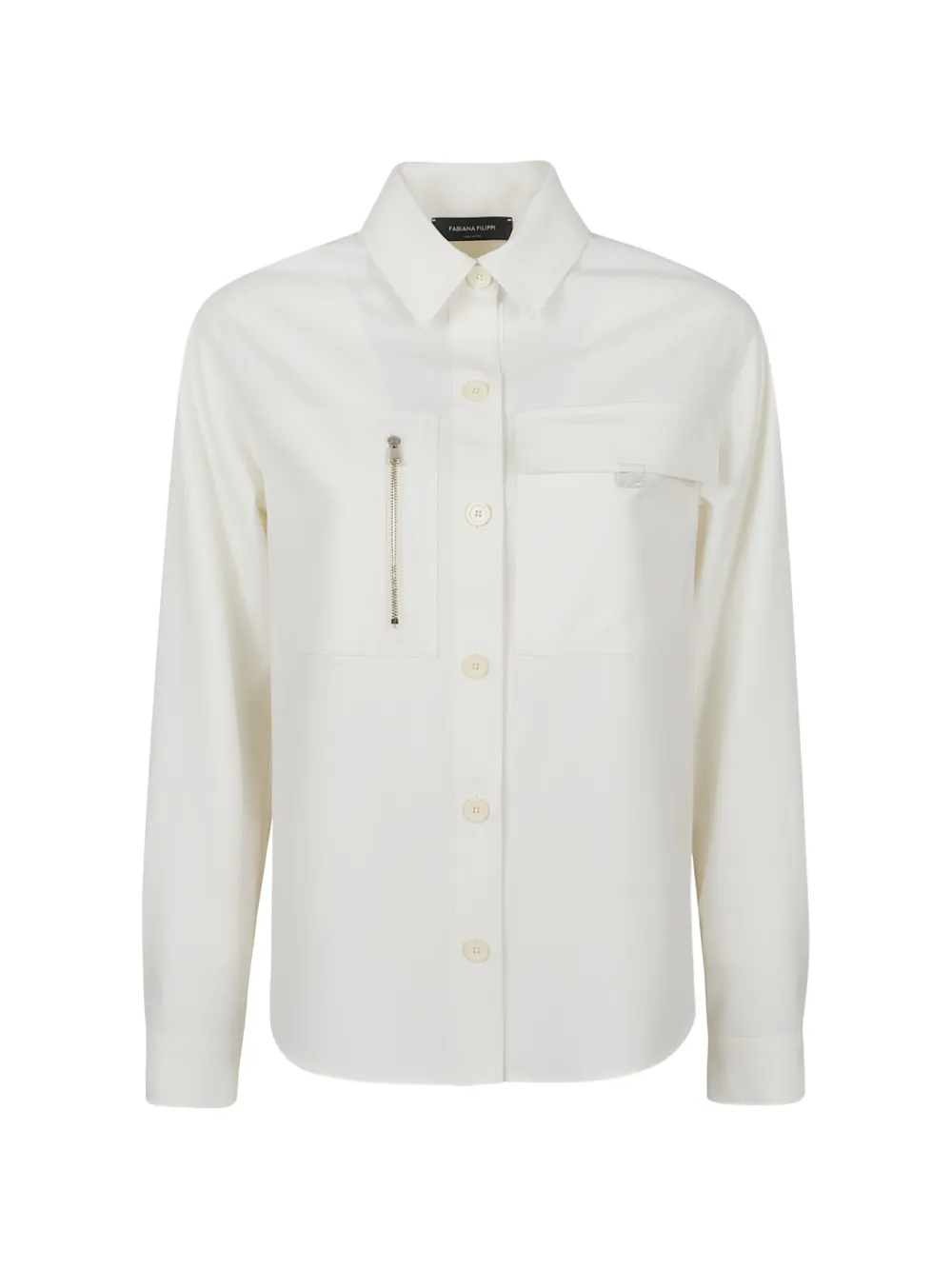 Fabiana Filippi zip-pocket flap-pocket shirt Wit