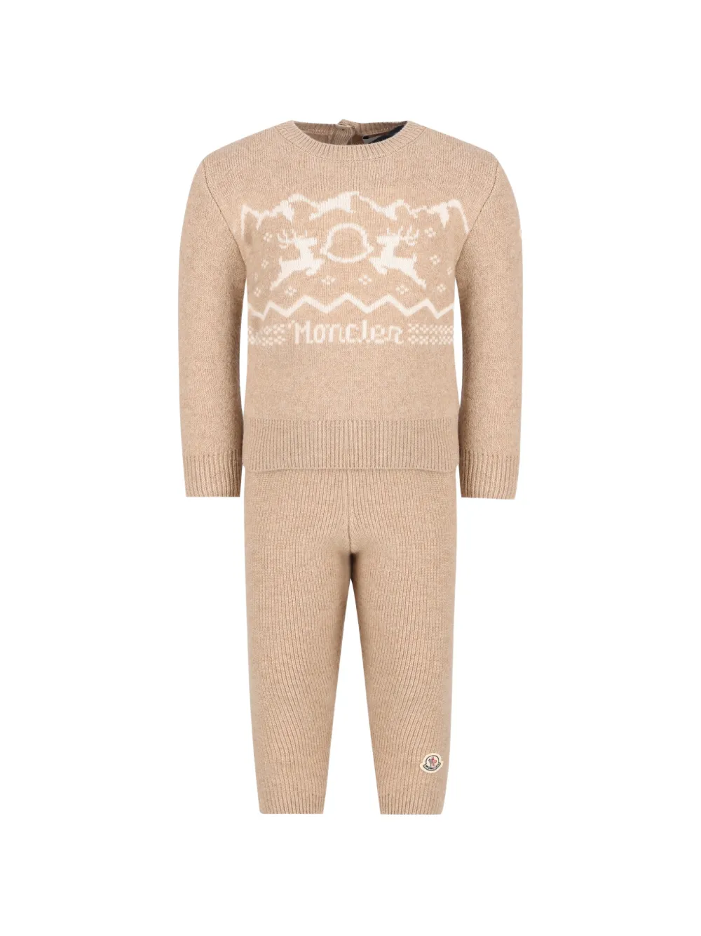 Moncler Enfant Gebreide intarsia set met logopatch Beige