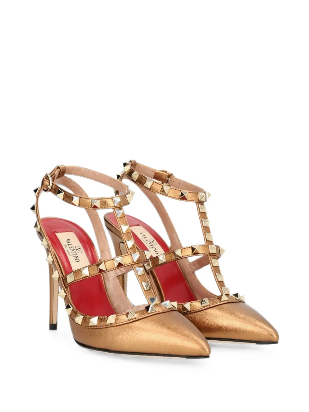 Valentino Garavani Rockstud pumps in laminated nappa leather 100Mm Goud