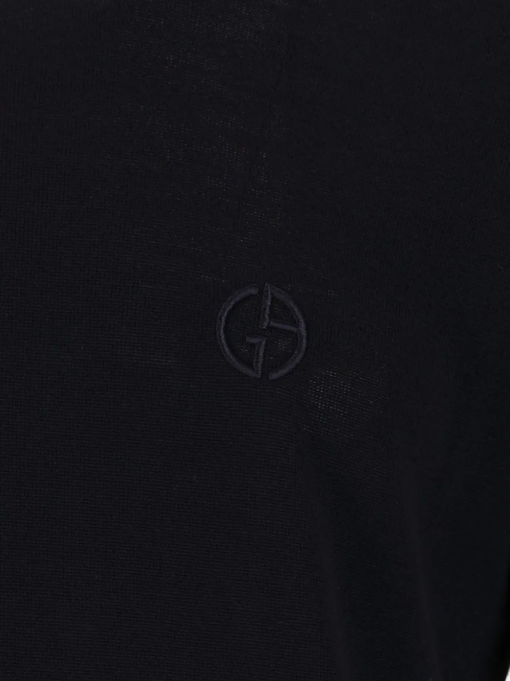 Giorgio Armani logo-embroidered virgin wool sweater Zwart