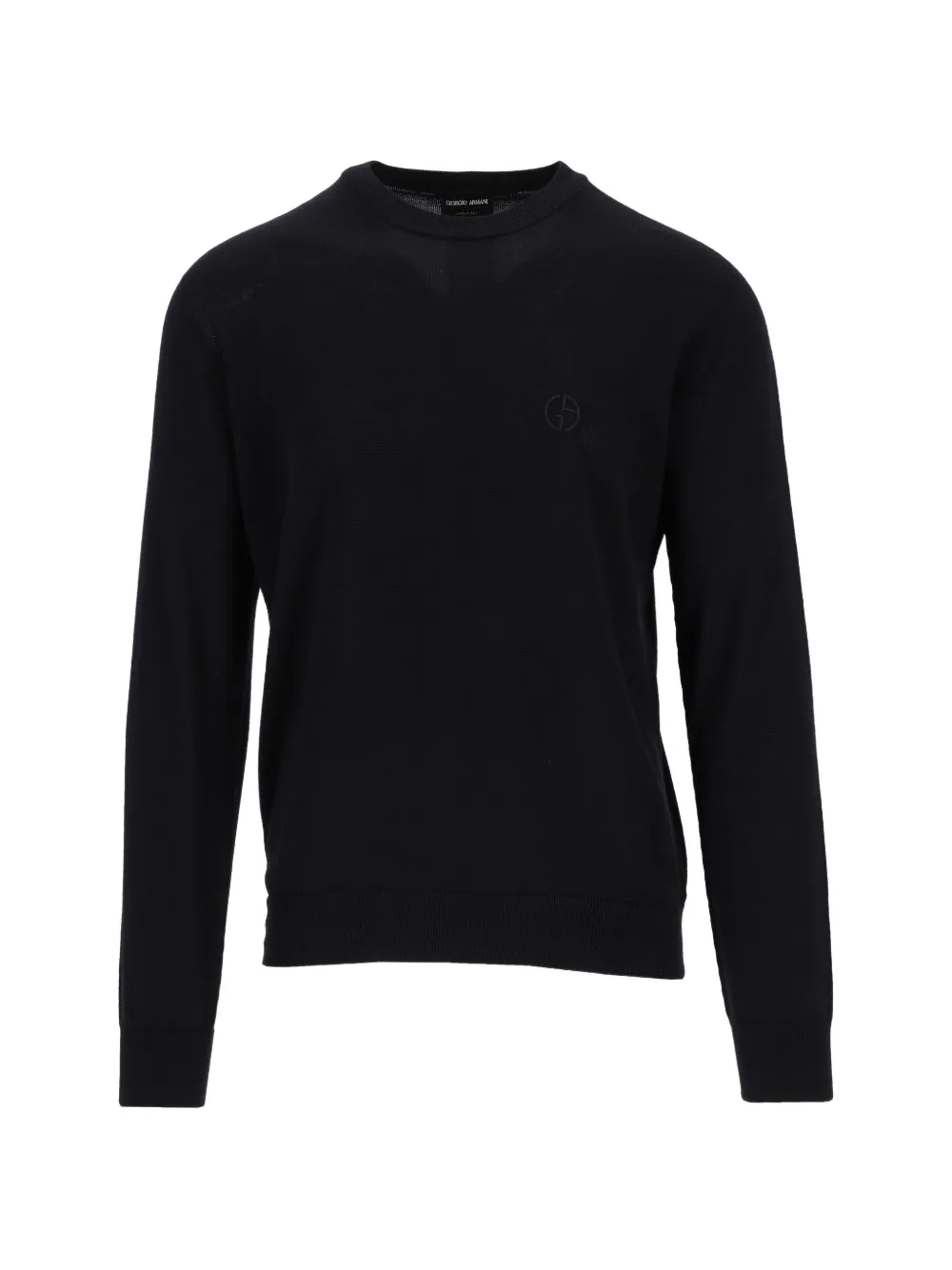 Giorgio Armani logo-embroidered virgin wool sweater - Schwarz