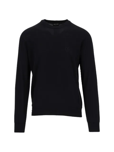 Giorgio Armani logo-embroidered virgin wool sweater