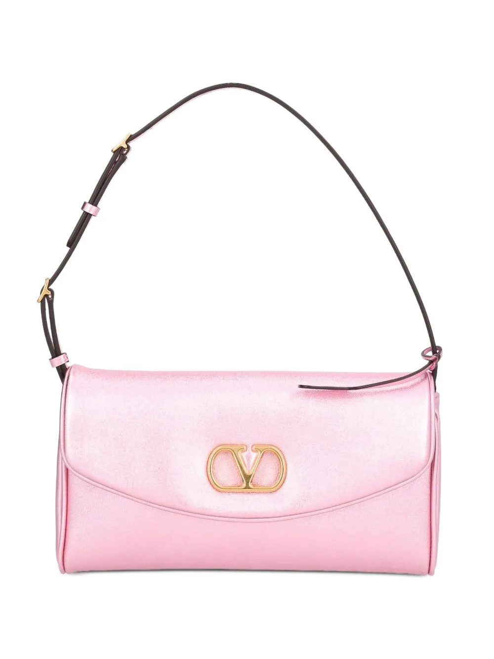 Valentino Garavani Devain small shoulder bag in laminated nappa leather - Rosa