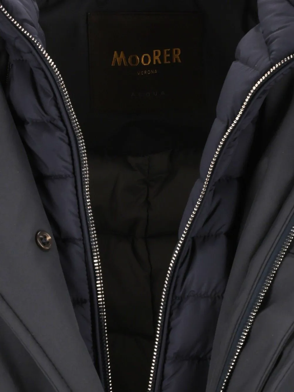 Moorer Reis gewatteerde jas met hoge hals Blauw