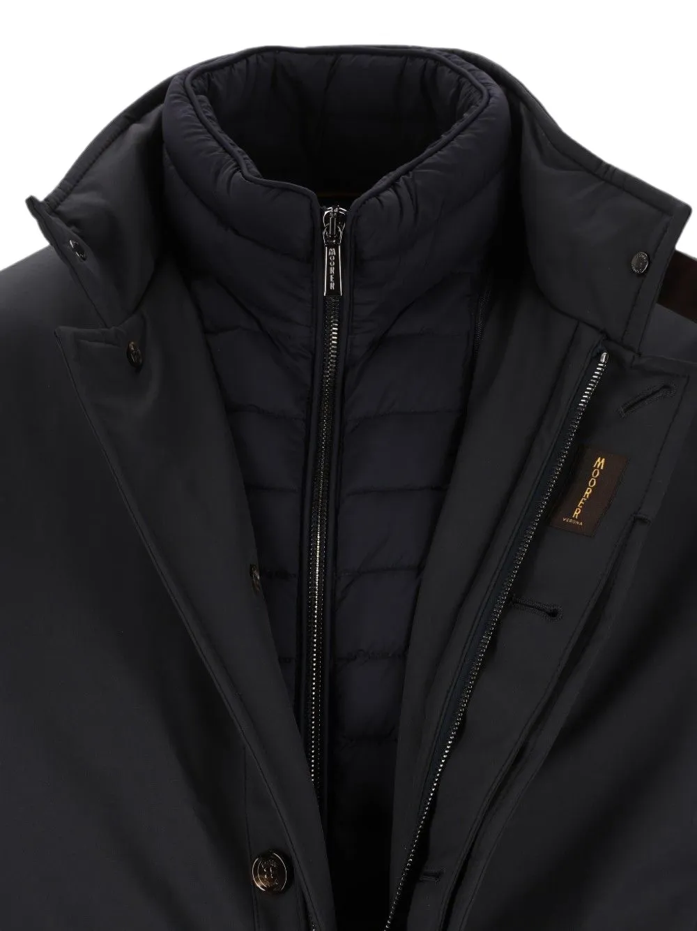 Moorer Reis gewatteerde jas met hoge hals Blauw