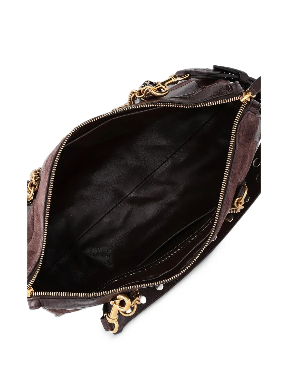 Valentino Garavani Panthea medium shoulder bag in suede and nappa with chevron motif Bruin