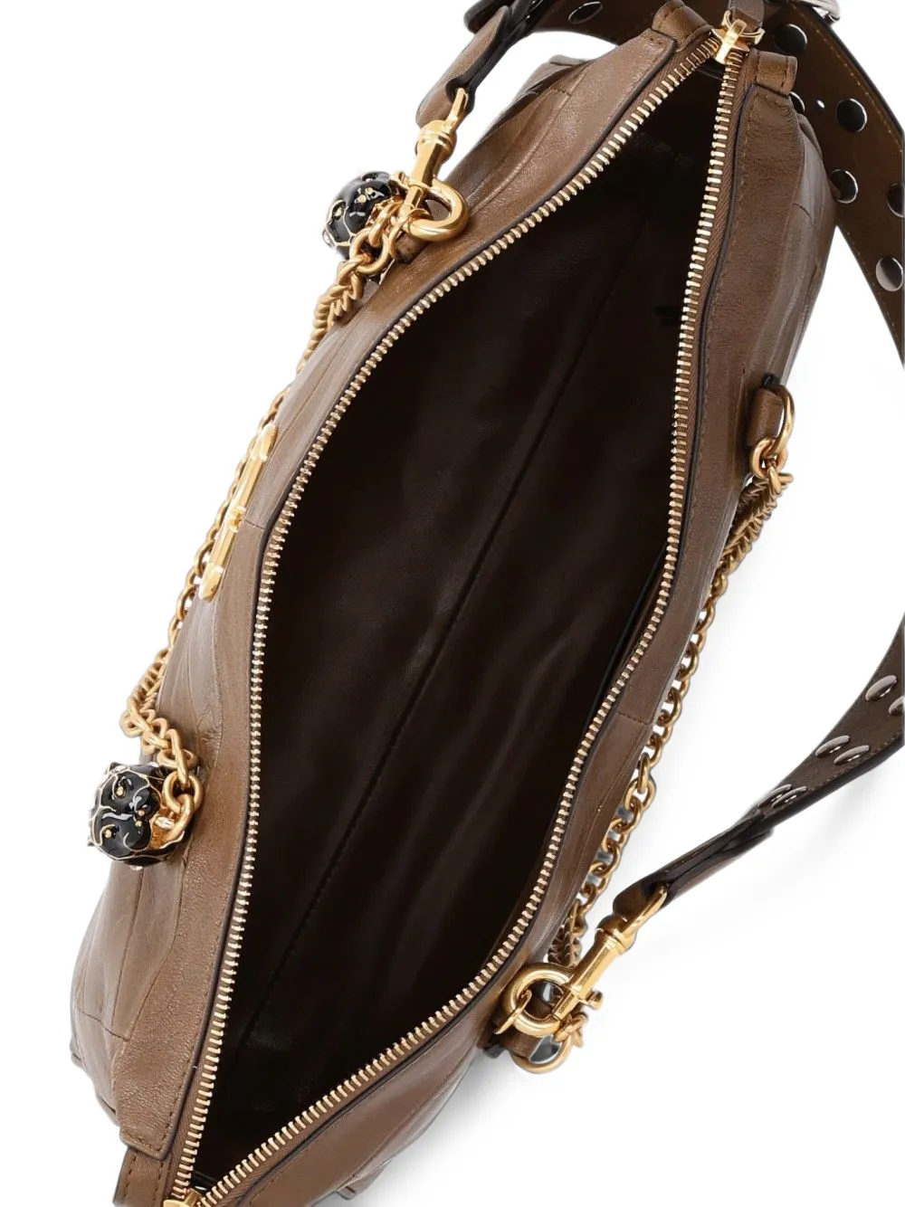 Valentino Garavani Panthea shoulder bag in nappa leather with chevron pattern Bruin