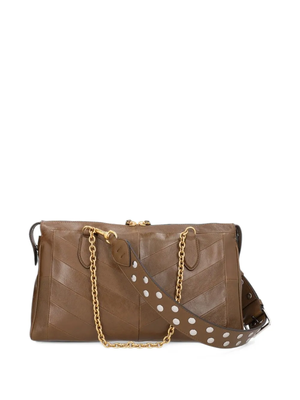 Valentino Garavani Panthea shoulder bag in nappa leather with chevron pattern Bruin
