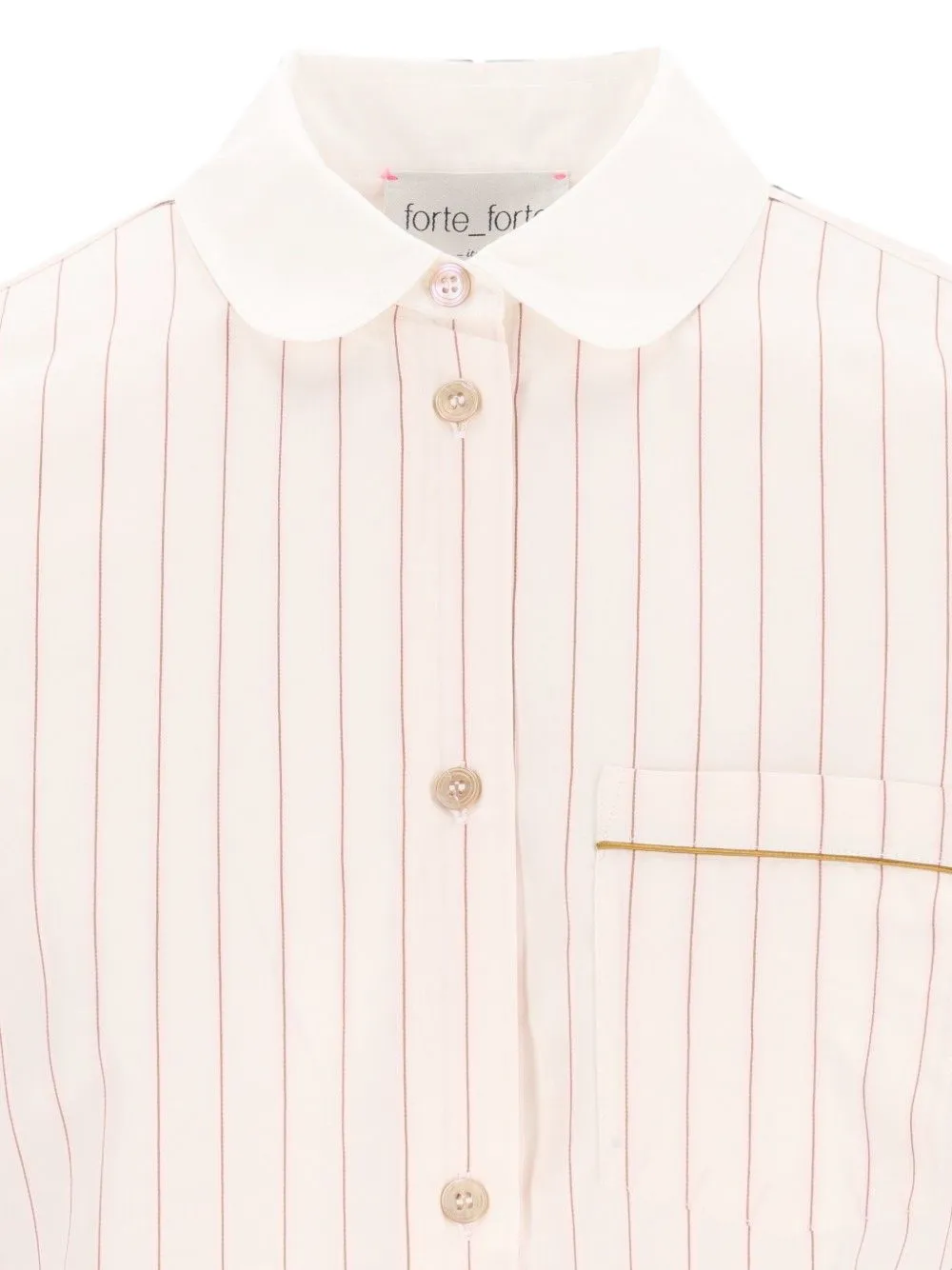 Forte stripe-pattern club-collar shirt Beige