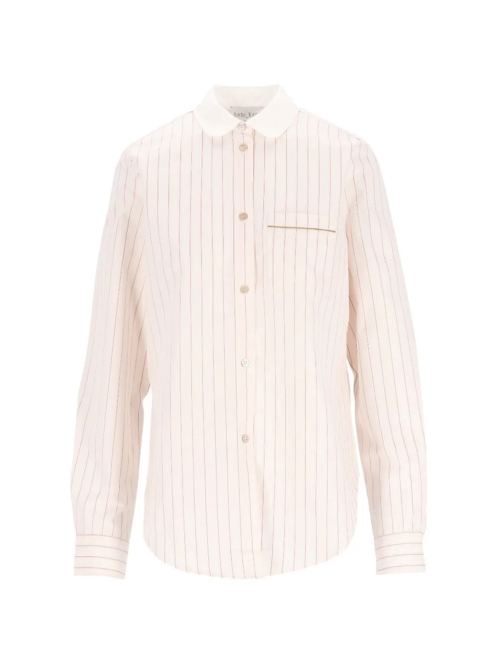 Forte stripe-pattern club-collar shirt Beige