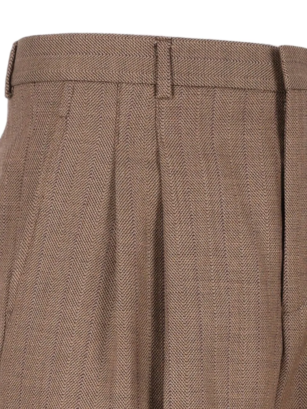 Emporio Armani Broek met visgraatpatroon van scheerwol Bruin