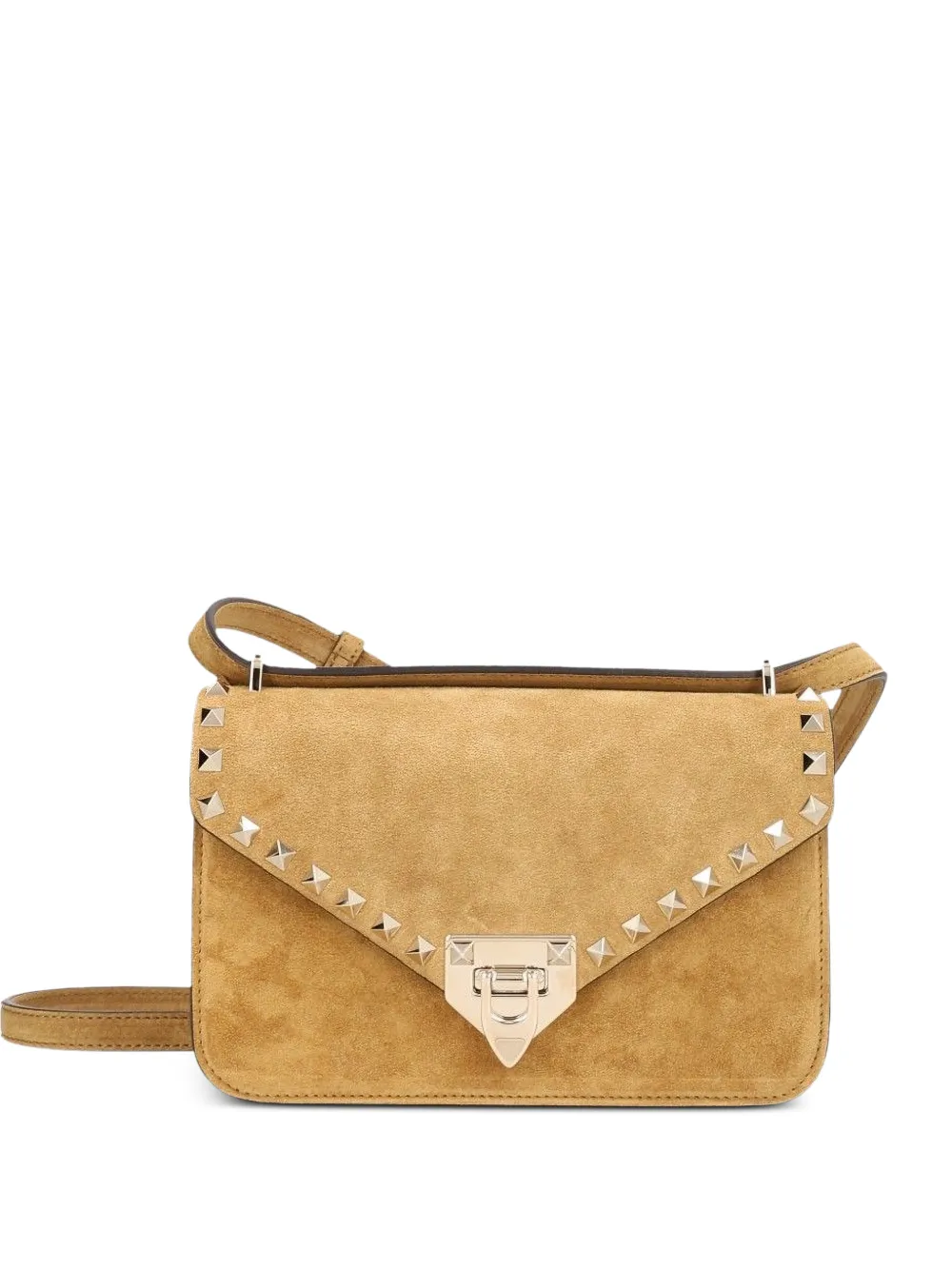 Valentino Garavani Rockstud small shoulder bag In suede - Toni neutri