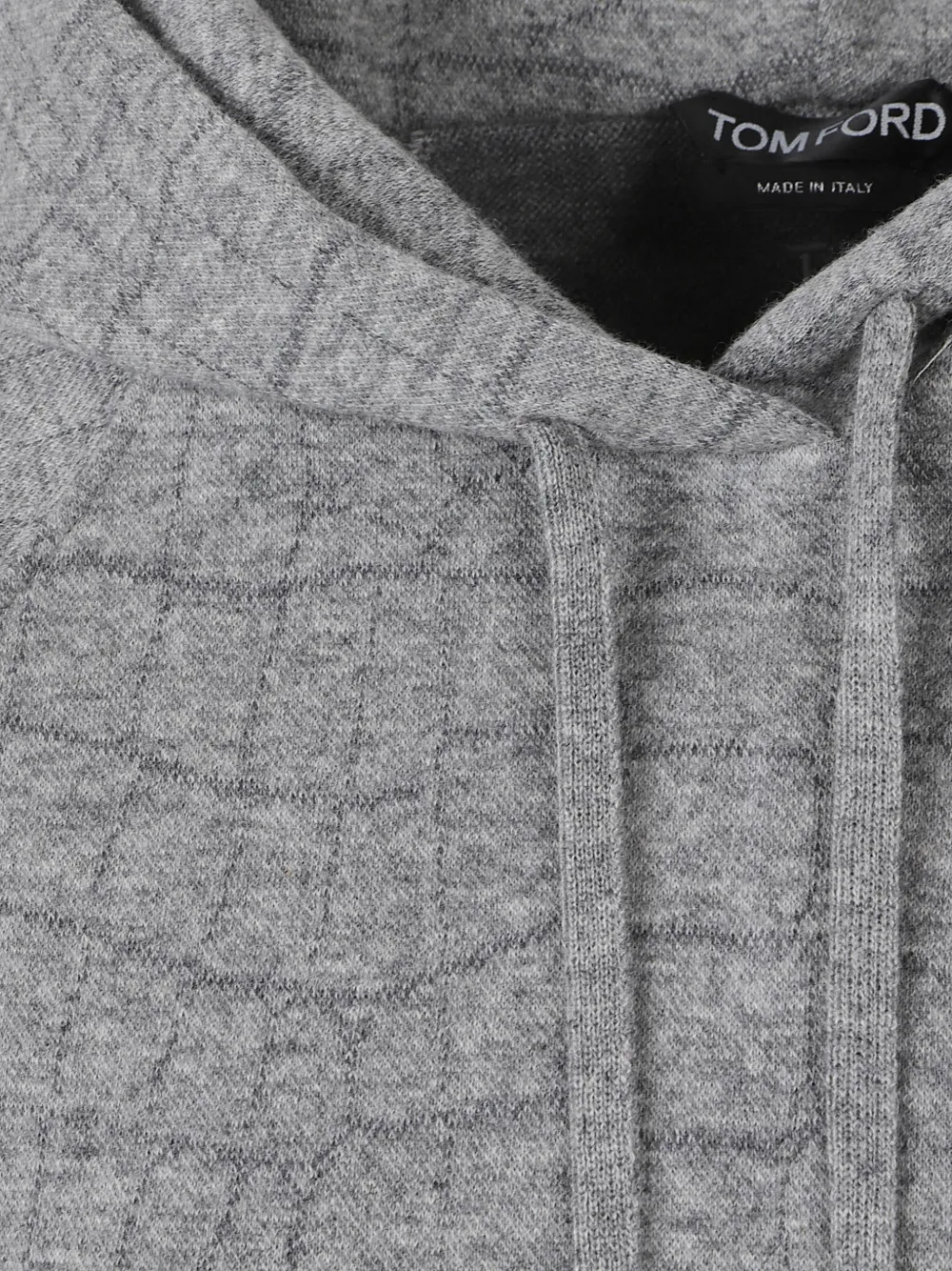 TOM FORD Hoodie van kasjmier-katoenen jersey met krokodillen-jacquard Grijs