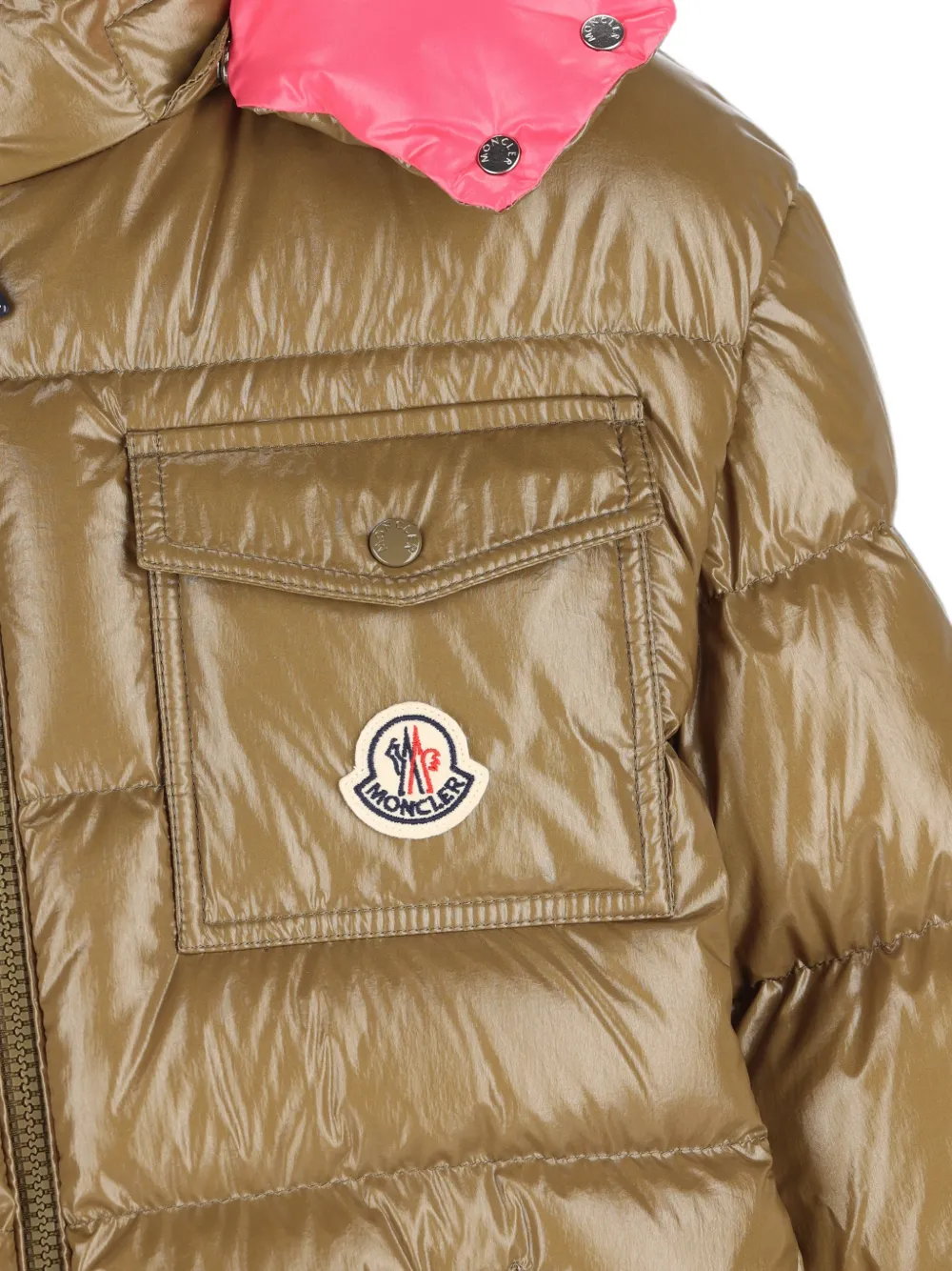 Moncler Enfant New Andro gewatteerd jack met capuchon Groen