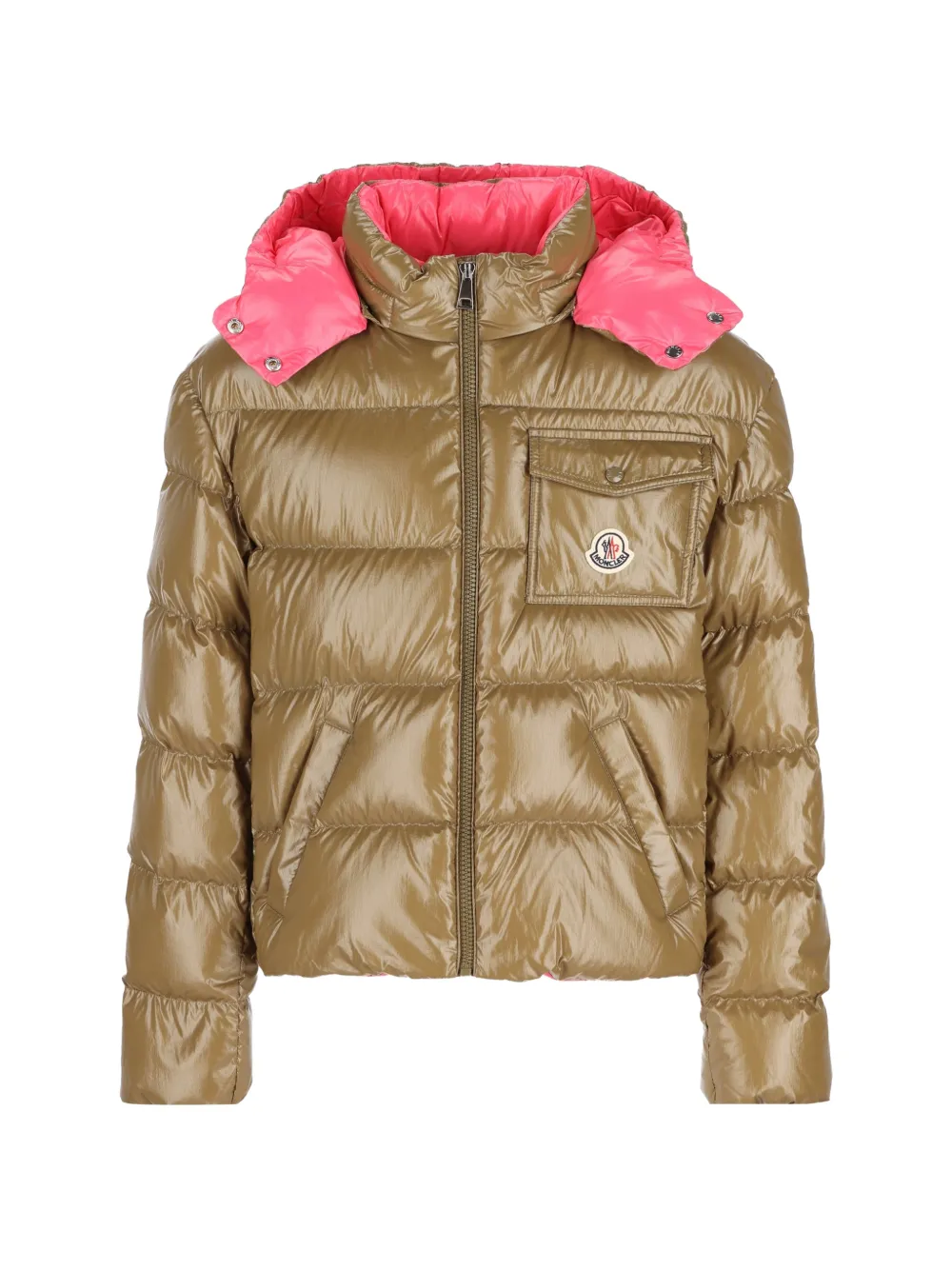 Moncler Enfant New Andro gewatteerd jack met capuchon Groen