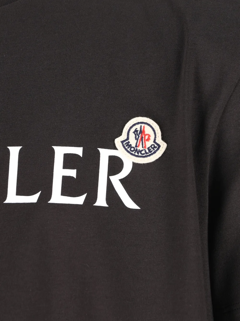Moncler Enfant T-shirt met patch en logoprint Zwart