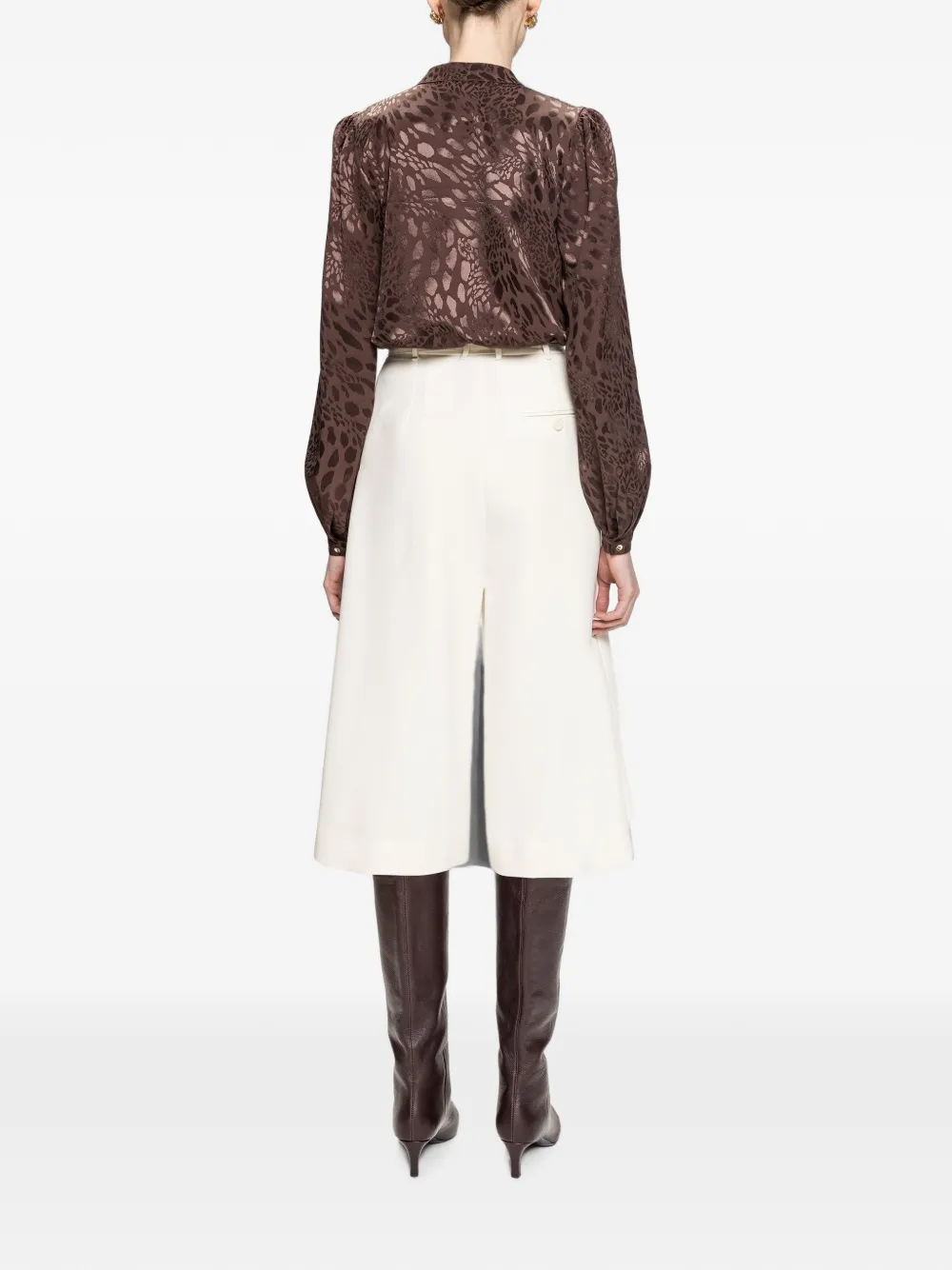 NISSA Top met luipaardprint en hoge hals Bruin