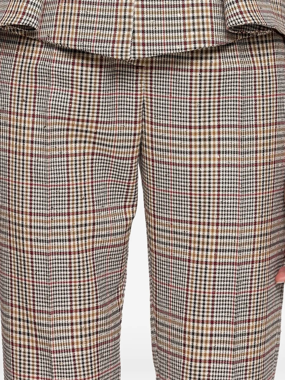 NISSA Geruite pantalon met toelopende pijpen Beige