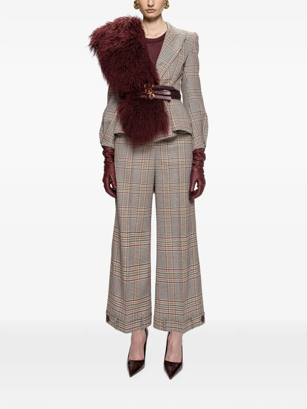 NISSA checked wide-leg trousers - Toni neutri