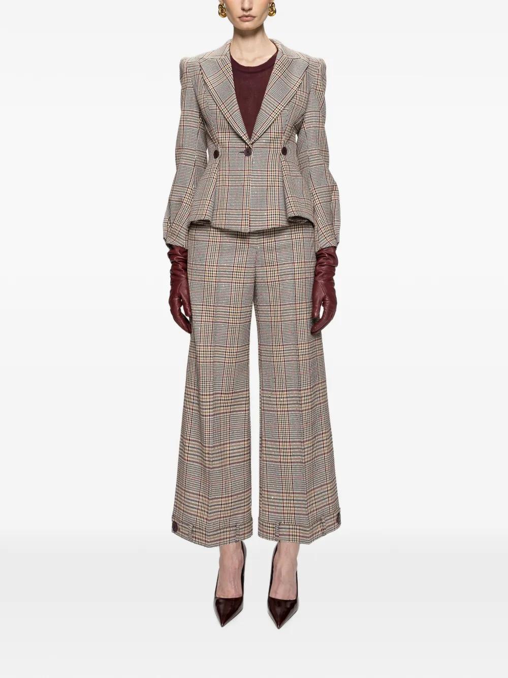 NISSA Geruite broek Beige