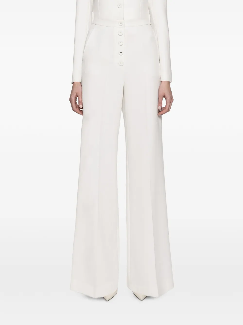 NISSA high-waist wide-leg pants - Bianco