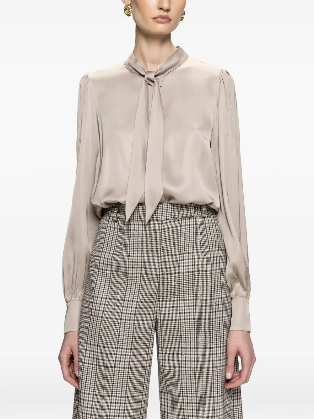 NISSA bow detail viscose shirt - Toni neutri