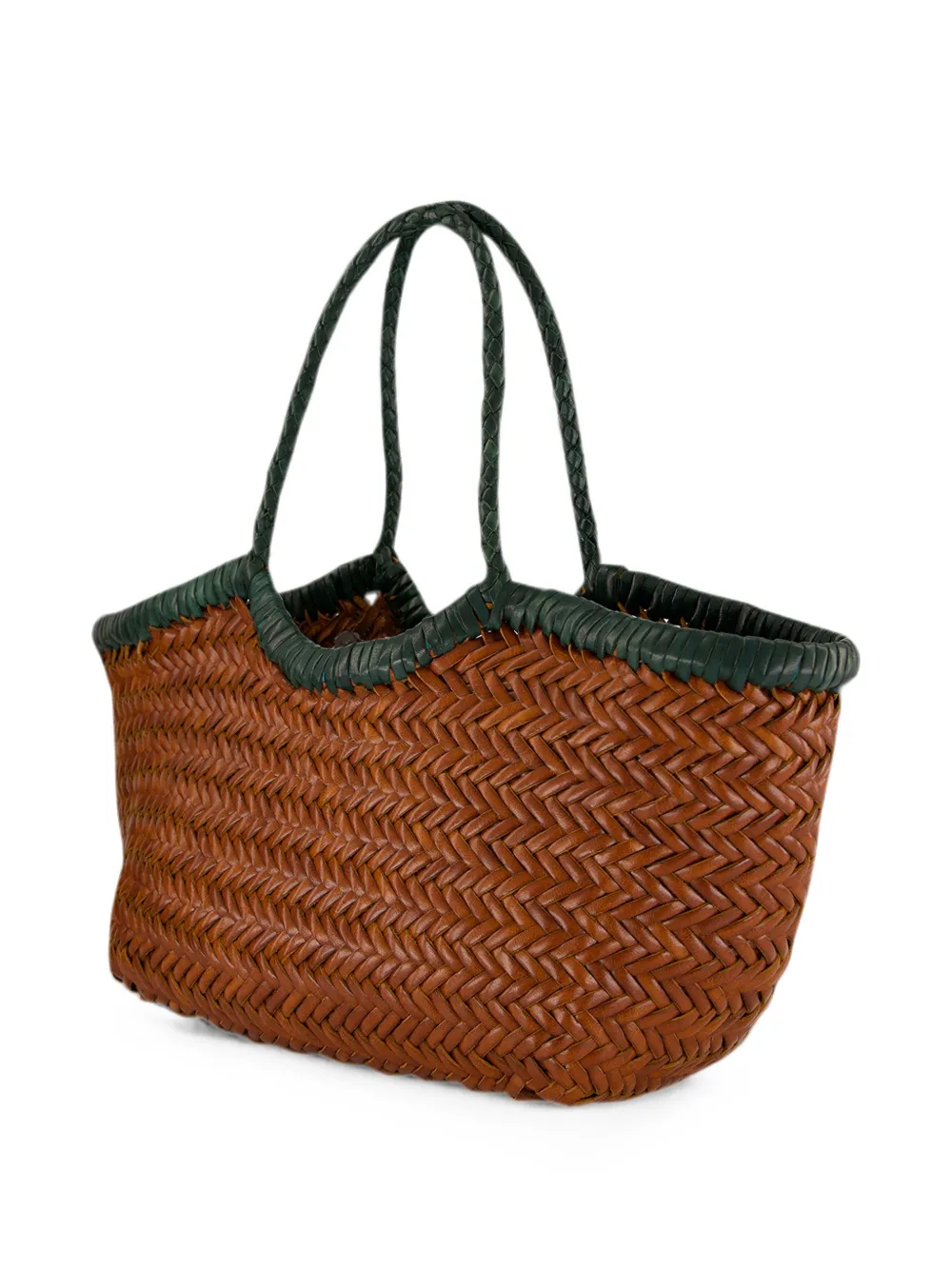 DRAGON DIFFUSION Kleine Nantucket geweven leren shopper Bruin