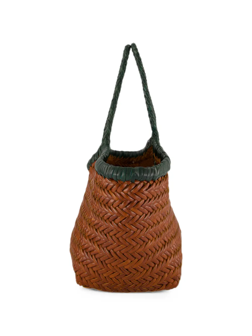 DRAGON DIFFUSION Kleine Nantucket geweven leren shopper Bruin