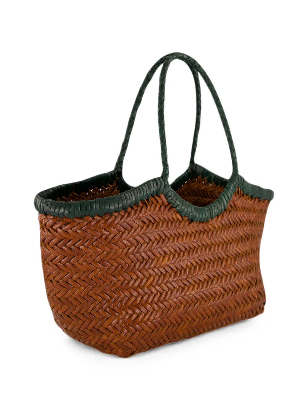 DRAGON DIFFUSION Kleine Nantucket geweven leren shopper Bruin