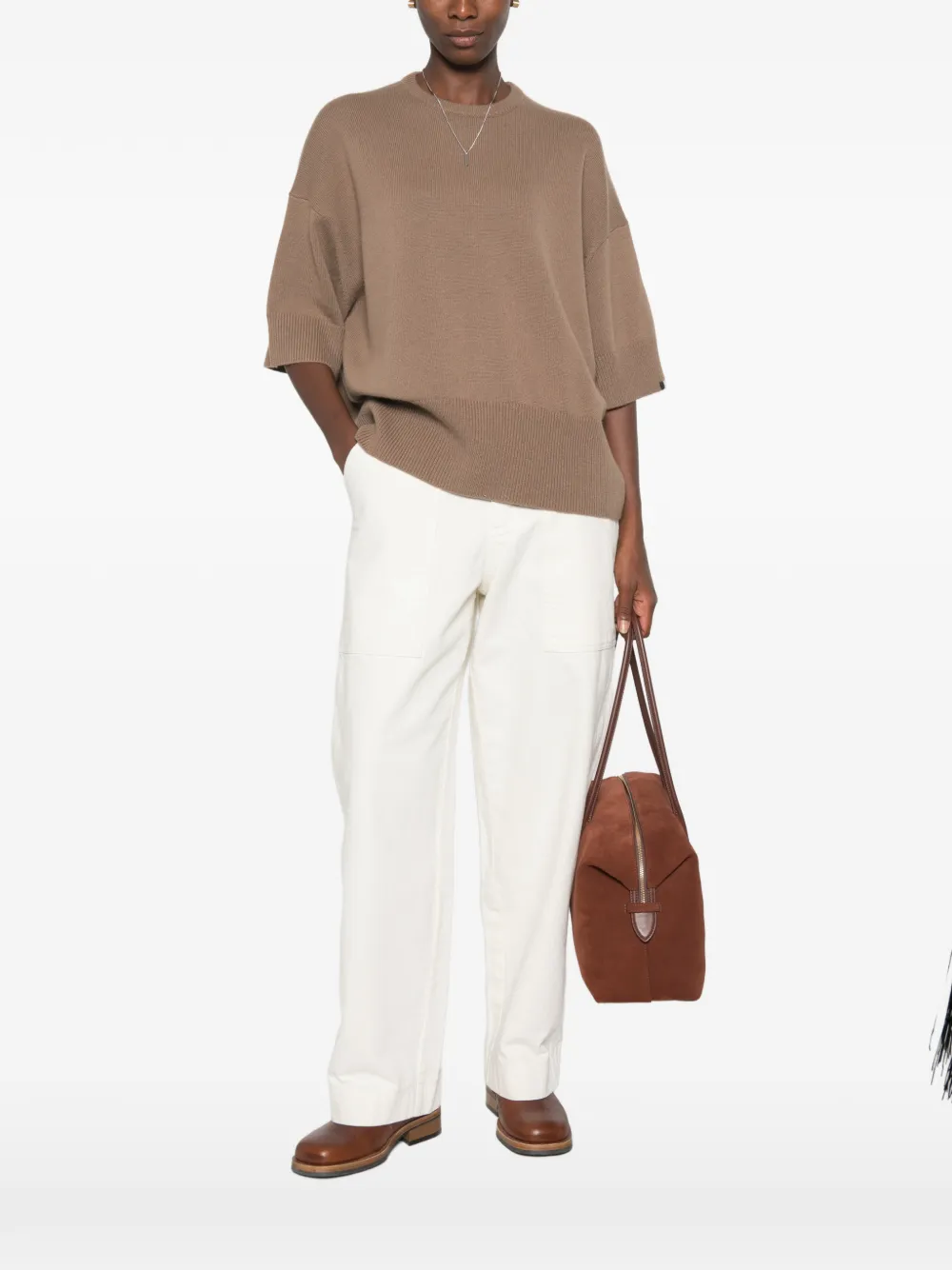 extreme cashmere Sassie kasjmier trui met V-hals Beige