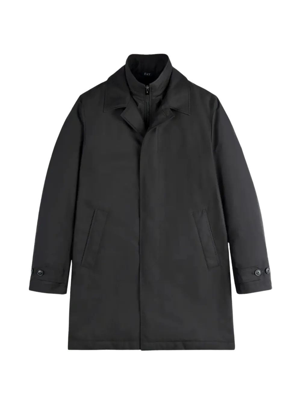 Fay Morning button-fastening layered-neck coat - Schwarz