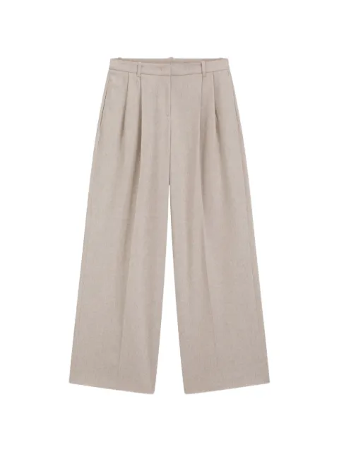 BOSS pantalones anchos de franela melange con pinzas en la parte delantera