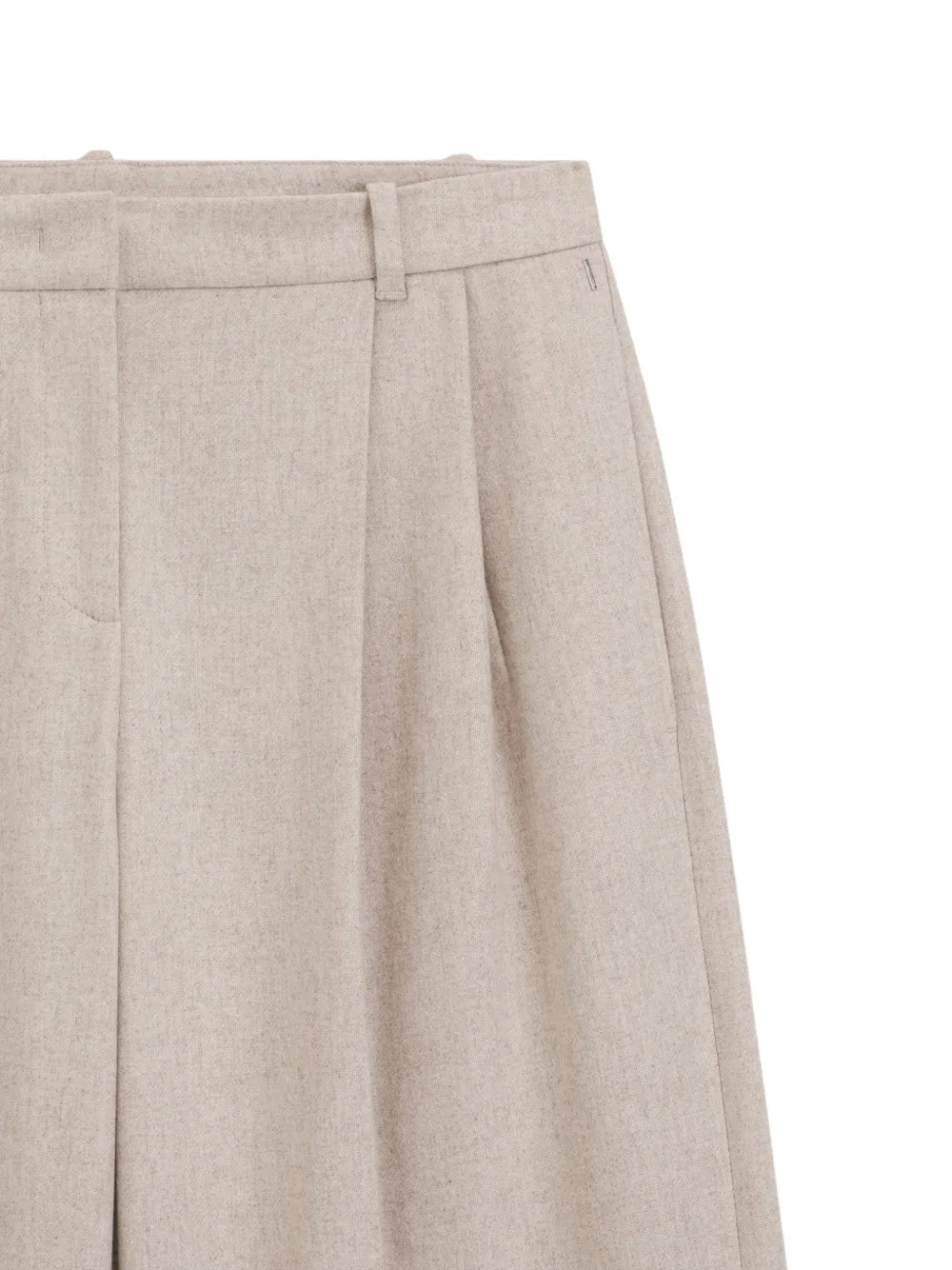 BOSS Flanellen broek met wijde pijpen en plooien Beige