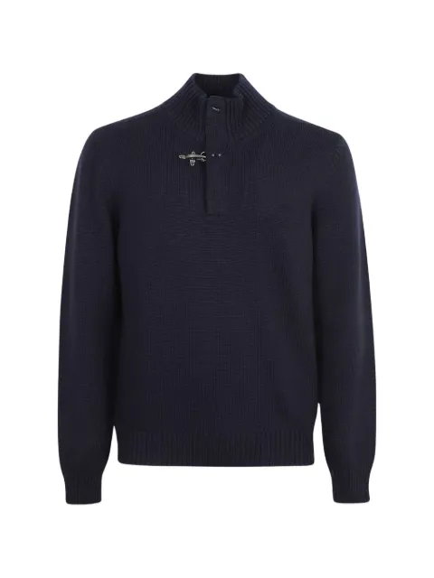 Fay hook-fastening elbow-patch sweater