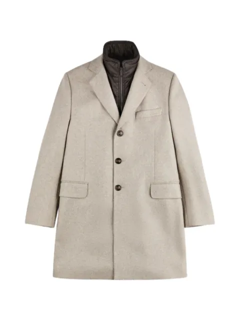 Fay quilted-gilet layer single-breasted coat