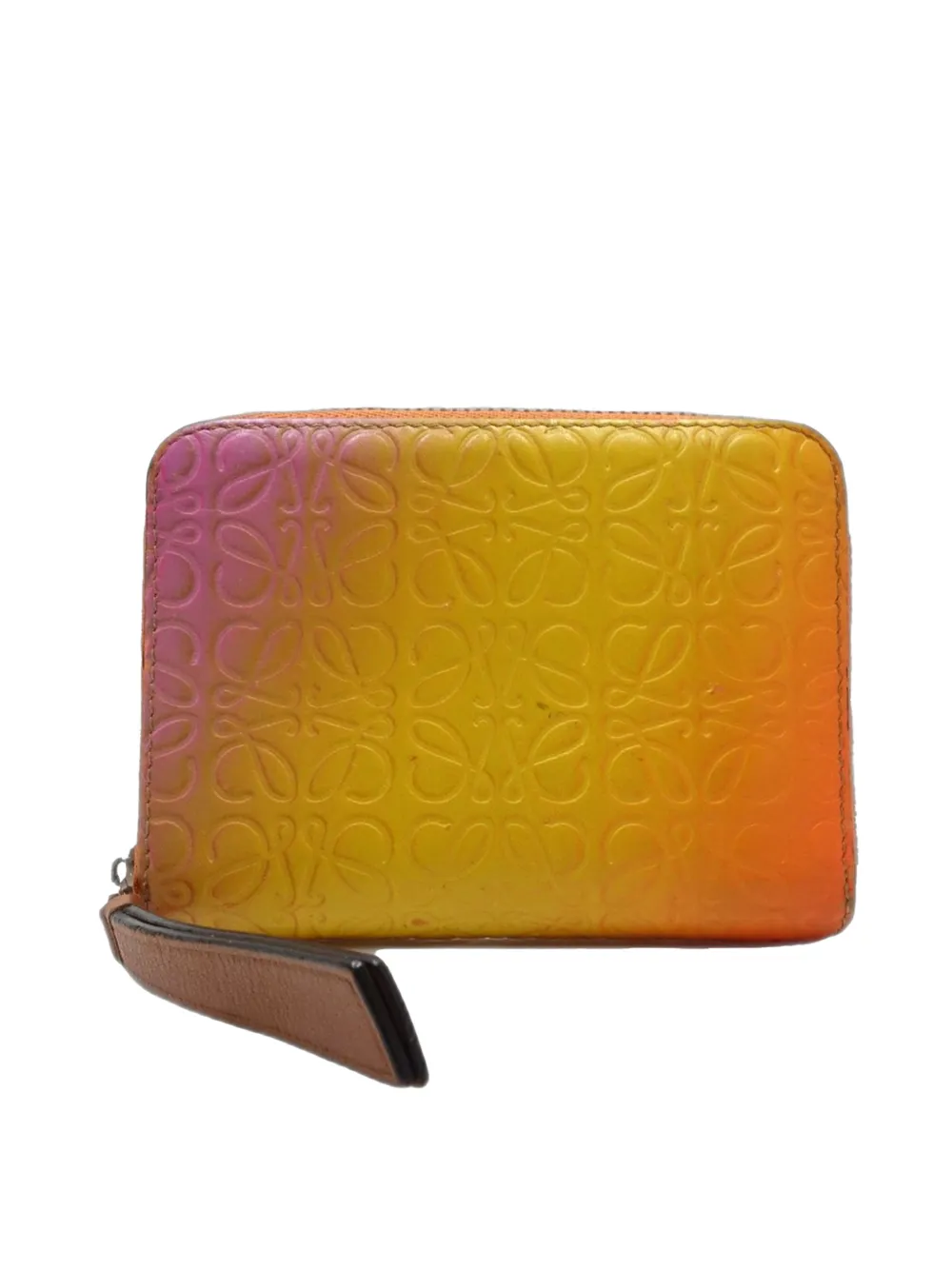 Loewe Pre-Owned 2000-2026 Anagram Gradient Embossed Leather Zippy coin pouch - Orange