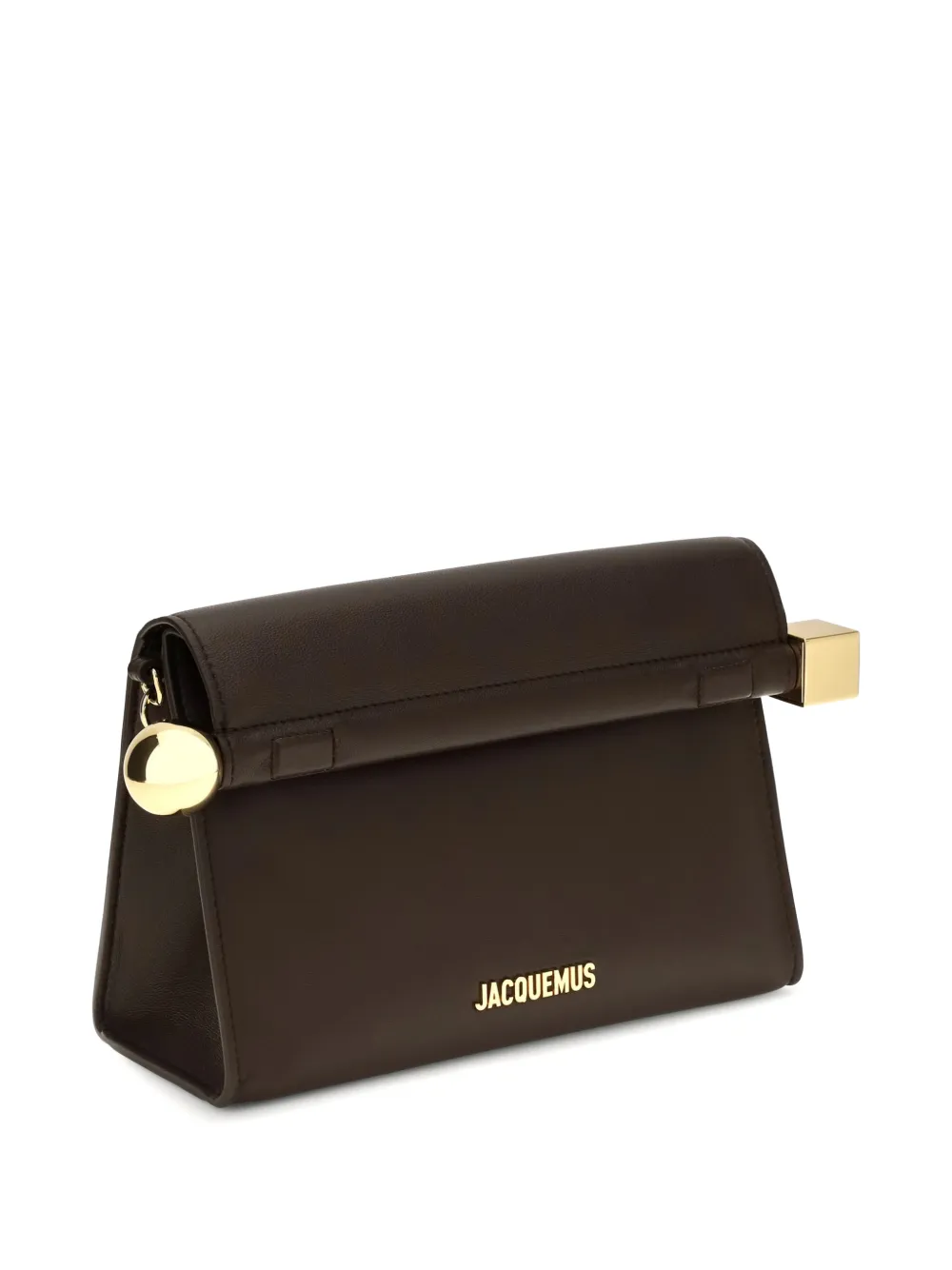 Jacquemus The Rond Carré leren clutch met logo-plakkaat Bruin