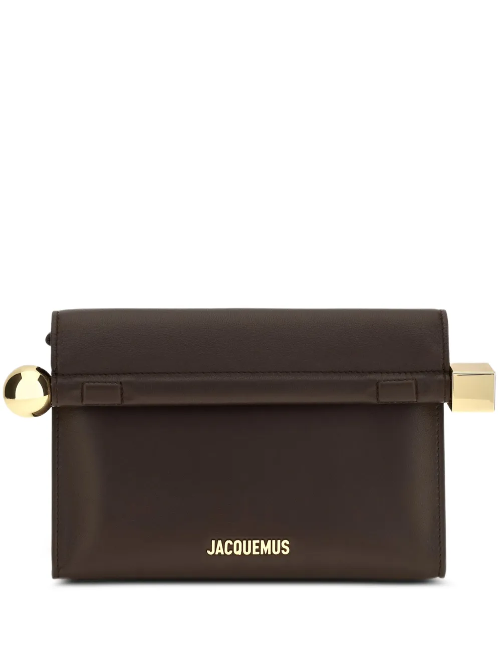Jacquemus The Rond Carré logo-plaque leather clutch bag - Marrone